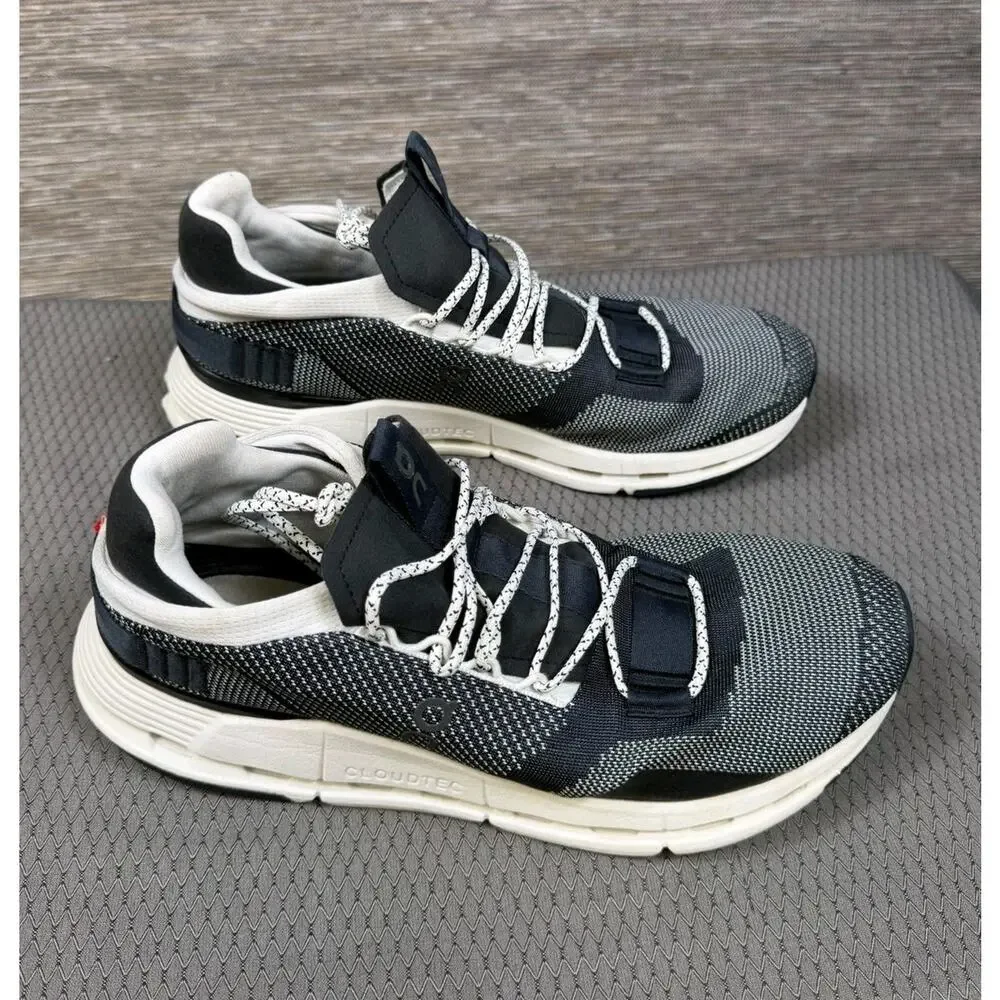 On Cloudnova Shoes Mens Size 9.5 Gray White Running Athletic Sneakers CloudTec
